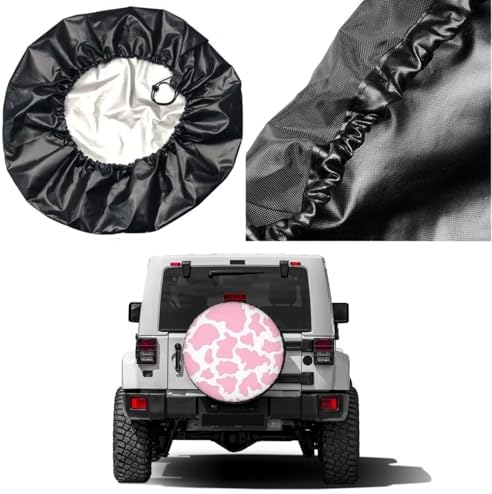 Pink Cow Print Spare Tire Cover Dust-Proof Wheel Tire Cover Fit Trailer - Image 5
