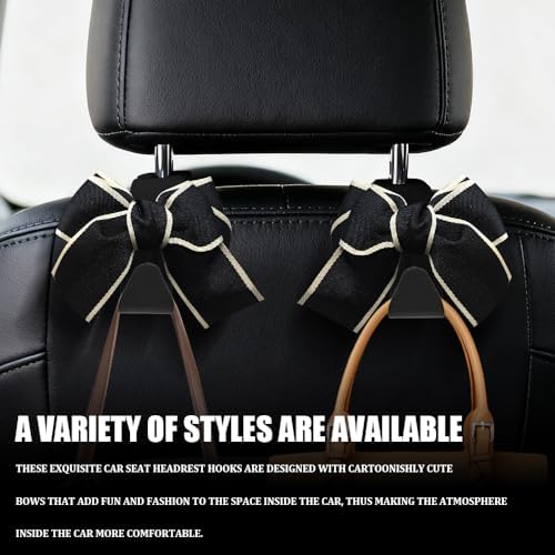 2PCS Car Seat Headrest Hooks, Car Bag Hooks, Cute Bow Knot Vehicle Seatback - Image 6