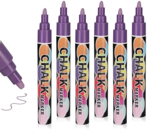 6PCS Light Purple Jumbo Liquid Chalk Markers Erasable 6mm Reversible Tip by Unknown