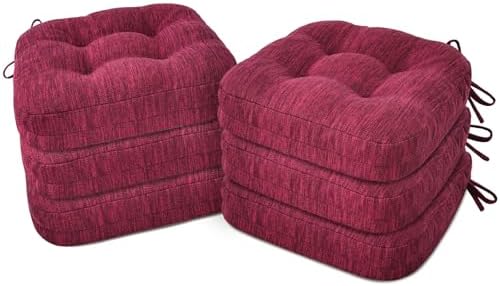 Shinnwa Kitchen Chair Cushions Set of 6, Dual-Layer Memory Foam Dining Chair by Shinnwa