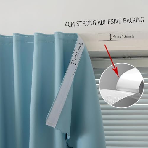 Thermal Blackout Curtains with Self-Adhesive Tape, No Rod No Drill Easy Install - Image 7