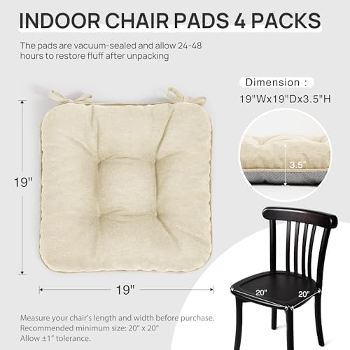 Love's cabin Memory Foam Chair Cushions Set of 4, 15.5 Inch - Image 2