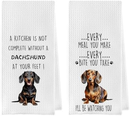 Funny Dachshund Dish Towels Set by Geqtt