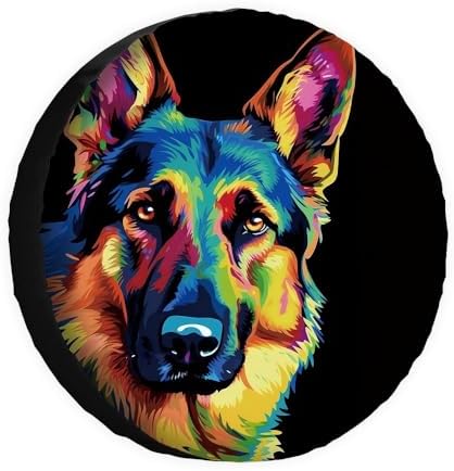 Colorful German Shepherd Dog Spare Tire Cover Pet Animal Wheel Protectors by GUGLILI