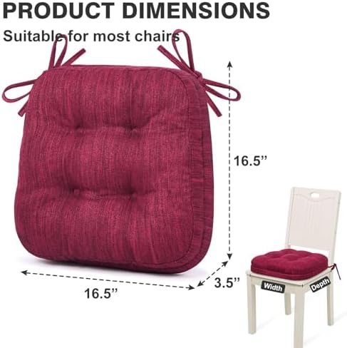 Shinnwa Kitchen Chair Cushions Set of 6, Dual-Layer Memory Foam Dining Chair - Image 6