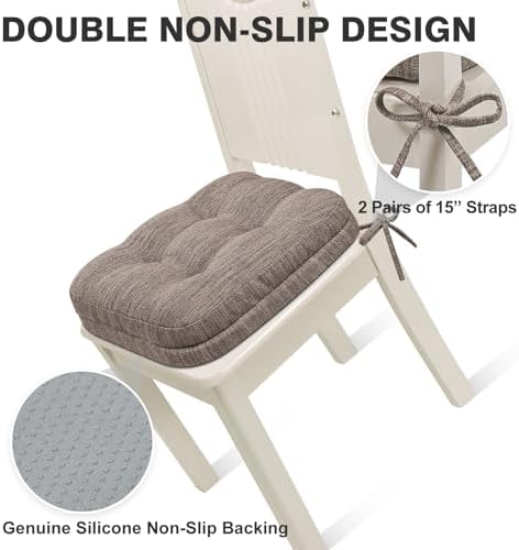 Shinnwa Kitchen Chair Cushions Set of 4, Dual-Layer Memory Foam Dining Chair - Image 5