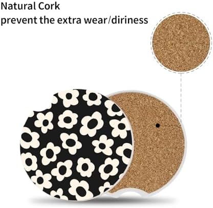 Absorbent Car Coasters 2 Pack for Cup Holders, 2.56" Ceramic Stone & - Image 2