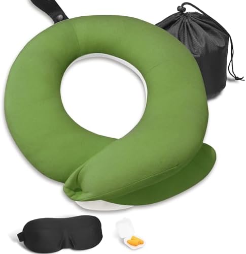BUYUE Travel Neck Pillows for Airplanes, Memory Foam 360° Head Support Sleep by BUYUE