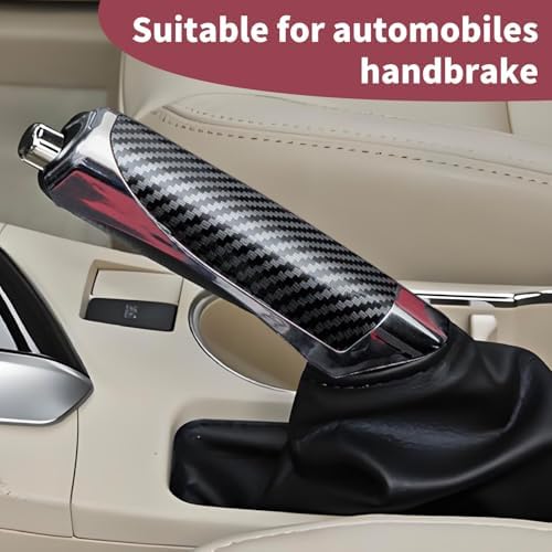 1 Pcs Car Handbrake Cover，Carbon Fiber Black 5.11" X 1.29" Parking Handbrake - Image 3