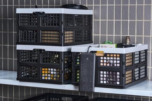 Aebeky 3-Pack Plastic Collapsible Storage Crates-30L, Foldable Plastic Crates - Image 5