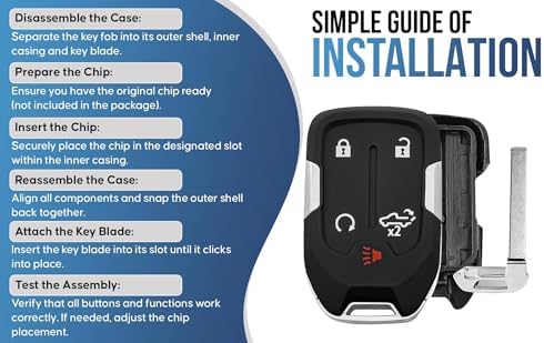 Key Fob Shell, Replacement Smart Remote Key Case Cover 5 Buttons - Image 6