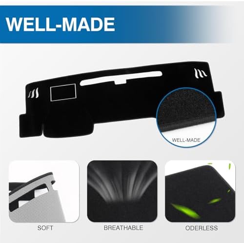 KUST Black Dash Cover for 2025-2026 Toyota Camry Polyester Dashboard Cover - Image 4