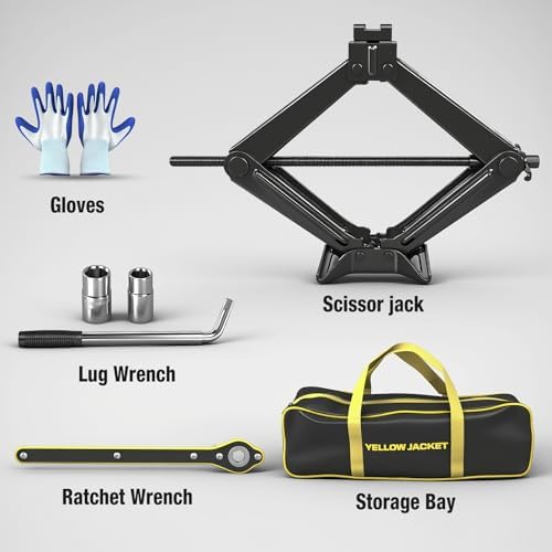 YELLOW JACKET Scissor Car Jack 3 Ton Tire Changing Kit - Image 4