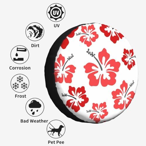 Pretty Hibiscus Spare Tire Cover Red Hawaiian Flower Aloha Blossom Funky Wheel - Image 4
