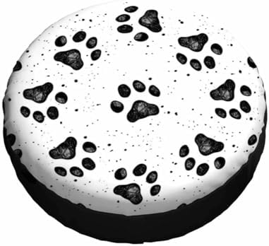 Dog Paw Prints Texture Spare Tire Cover Composed Black and White Wheel Covers - Image 3