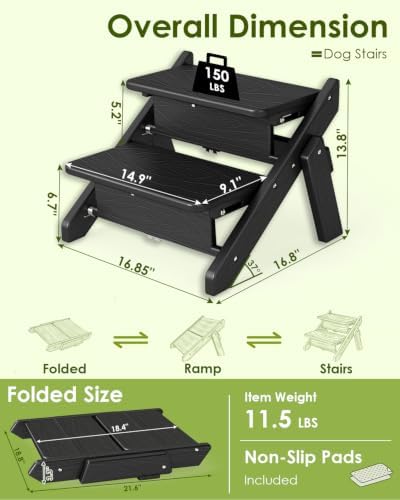 GREENVINES Foldable Dog Stairs & Steps, 2-in-1 HDPE Pet Ramp - Image 3