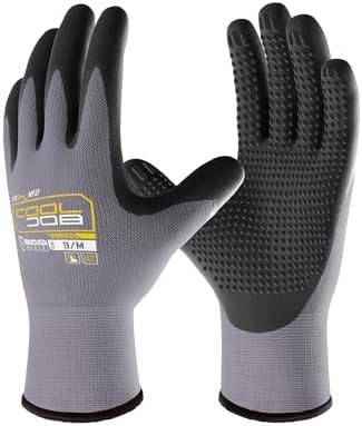 COOLJOB 6 Pairs Nitrile Rubber Coated Nylon Safety Work Gloves Pack Bulk by COOLJOB
