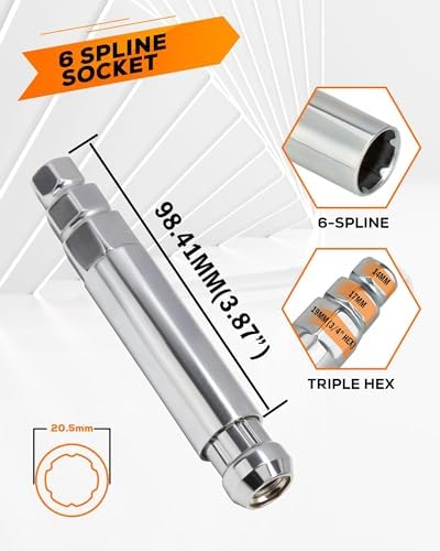 Dynofit 6 Spline Spike Lug Nut Socket, fit M12 1/2" - Image 2