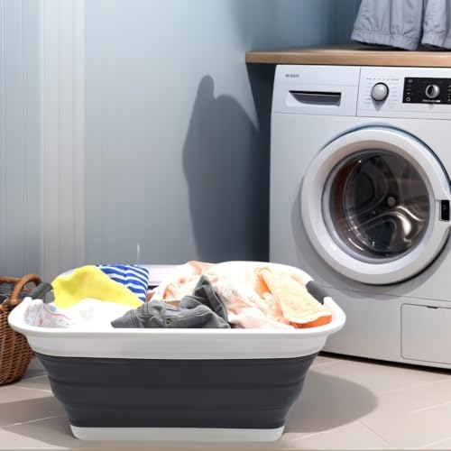 SAMMART 42L Set of 2 Collapsible Plastic Laundry Basket-Foldable Pop Up Storage - Image 2