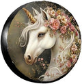 Gold Floral Horse Spare Tire Cover by TZBVTAU