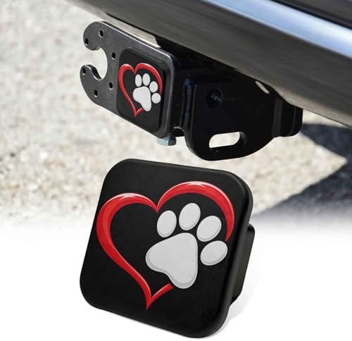 Dog Paw Love Heart Tow Hitch Covers Heavy Duty Rubber Trailer Hitch Cover 2" by Unknown
