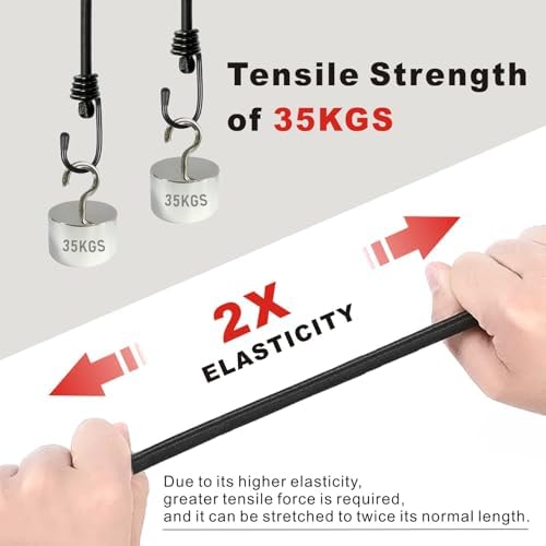 BEXSLE Bungee Cords with Hooks, Heavy Duty Outdoor Elastic Bungee Straps，No - Image 2