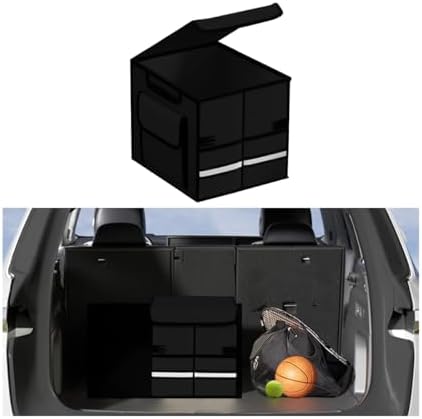 Car Trunk Organizer with Lid Collapsible Oxford Cloth Black by KHGUZ