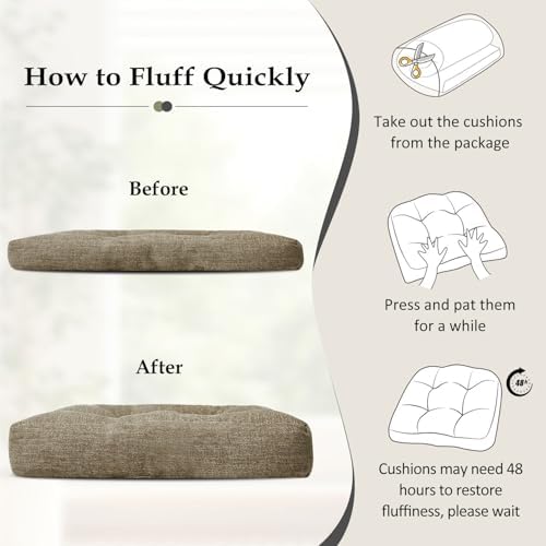 downluxe Chair Cushions for Dining Chairs 2 Pack, Tufted Indoor Chair Pads - Image 6