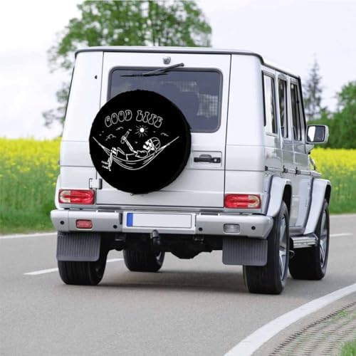 Skeleton in Hammock Spare Tire Cover Beautiful Life White Black Background - Image 5