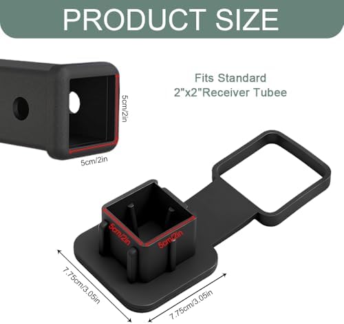 2 Inch Trailer Hitch Covers, Heavy Duty Tow Hook Dust Plug Cap, Rubber Receiver - Image 2