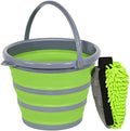 Collapsible Bucket with 3-in-1 Car Wash Mitt, Coral Velvet + Weave + Chenille by GreatCool