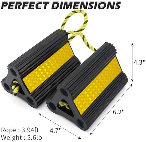 Vacallity Upgrade Rubber Wheel Chocks 6.2 in 1pair/2pack - Image 2
