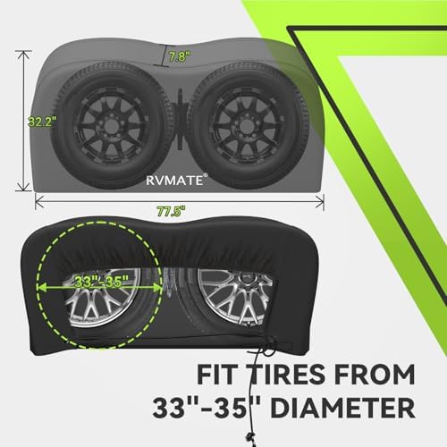 RVMATE RV Tire Covers, Dual Axle Wheel Cover 2 Pack, Fits 33"-35" Dia. Tire - Image 3