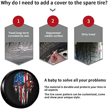 American Flag Skull Patriotic Spare Tire Cover, Universal Wheel Tire Cover - Image 7