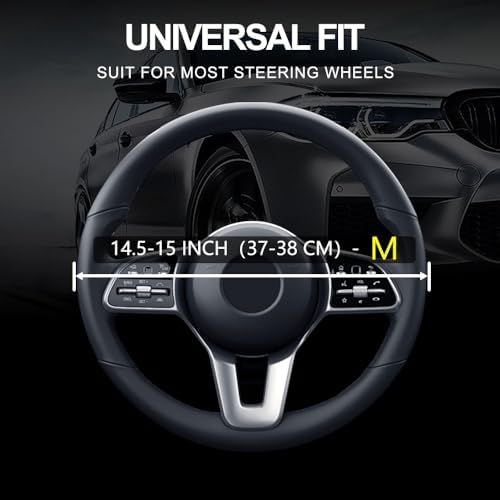 Leather Car Steering Wheel Cover, Universal Fit - Image 3