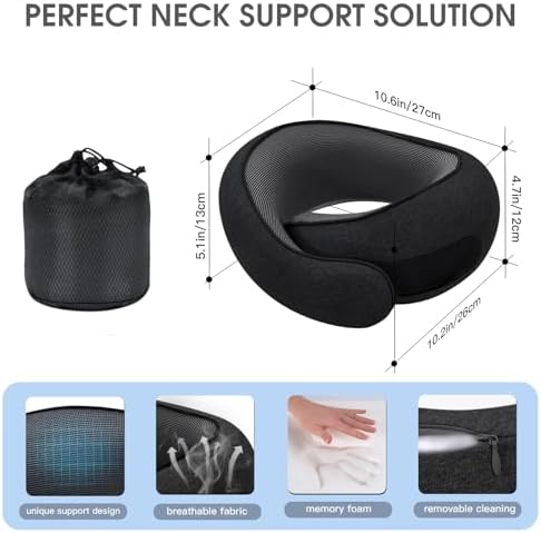 Neck Travel Pillows for Airplanes Memory Foam Neck Comfort Pillow Compact - Image 2