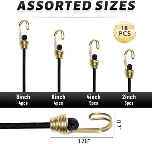 Small Bungee Cords with Hooks 18 Pack - Image 2