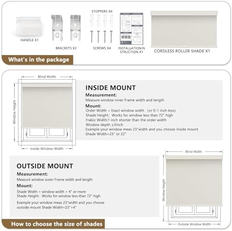 AOSKY Cordless Blackout Roller Shades - Image 6