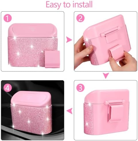 NBTEPEM Bling Pink Car Trash Can - Image 5