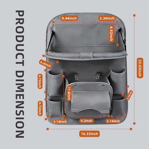Car Backseat Organizer with Foldable Table Tray, Leather Seat Back Organizer - Image 5