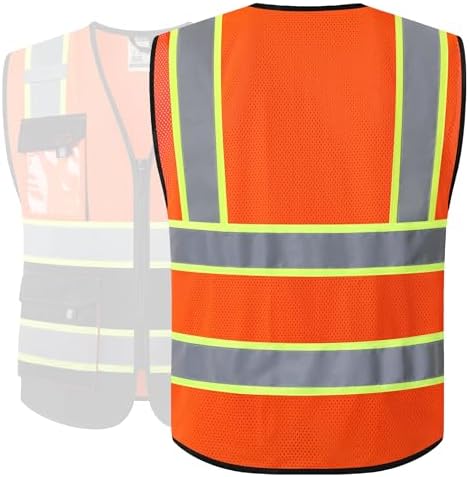 JKSafety Safety Vest for Men Women Hi Vis Reflective Vest JK220 OBlack 2XL - Image 2