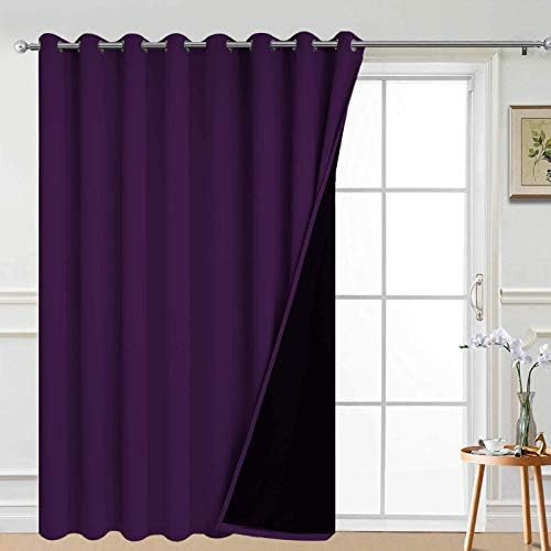 Yakamok Purple 100% Blackout Patio Door Curtain Panels W100 x L84, 1 Panel by Yakamok
