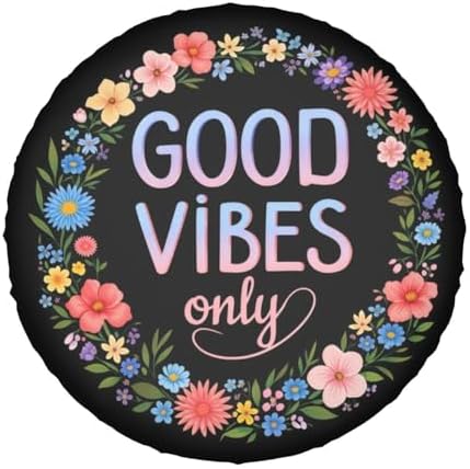 Spare Tire Cover，Good Vibes Slogan Camper Spare Tire Cover Waterproof Sun - Image 7