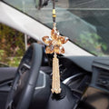 AuMoHall Crystal Flower Rear View Mirror Pendant Car Hanging Ornament Lucky by ATMOMO