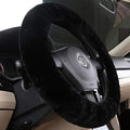 Black Fuzzy Sheepskin Car Steering Wheel Cover by OGLAND
