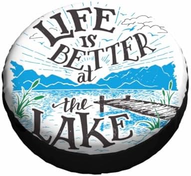 Lake House Sign Spare Tire Cover Life is Better at The Lake Polyester Universal - Image 3