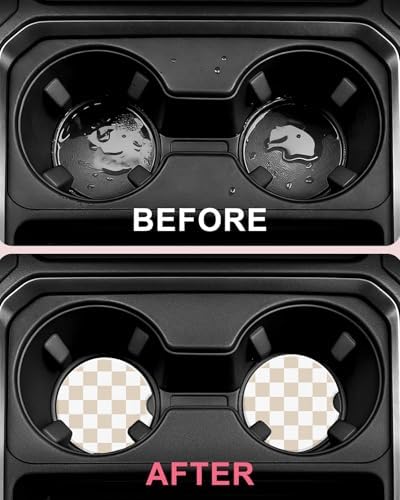 Swooflia Checkerboard Ceramic Car Coasters Set of 2, Cute Aesthetic Car - Image 4