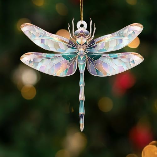 Dragonfly Ornament Stained Glass Style – Acrylic Window Hanging Suncatcher - Image 2