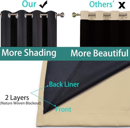 Yakamok Black 100% Blackout Curtains 63 Inches Long - Image 5