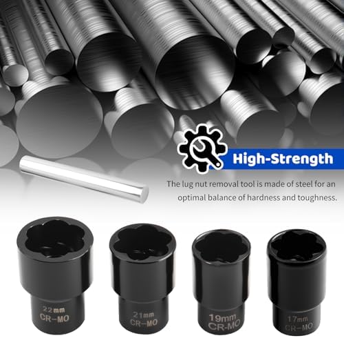 5PCS Locking Lug Nut Removal Tool, 17-22mm Wheel Lock Removal Kit - Image 5